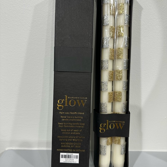 Mackenzie Childs Table Gold & Solver Tall Skinny Candles Set of 4 NEW - Picture 3 of 7